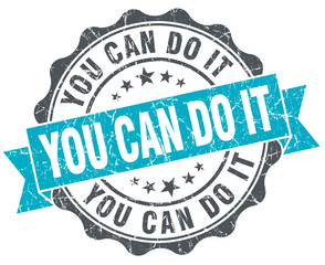 Obraz premium you can do it vintage turquoise seal isolated on white
