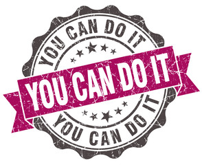 you can do it grunge violet seal isolated on white