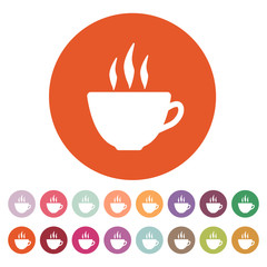 The coffee and cup icon. Tea symbol. Flat