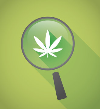 Magnifier icon with a marijuana leaf