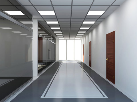 Modern Empty Office Interior with Big Windows