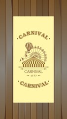 Carnival flyer on a wooden background