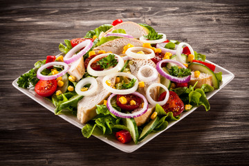 Roast chicken fillet and vegetables