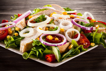 Roast chicken fillet and vegetables