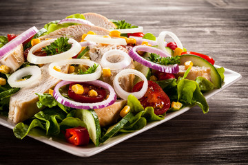 Roast chicken fillet and vegetables