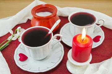Tea for two with romantic candle