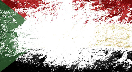 Sudanese flag. Grunge background. Vector illustration