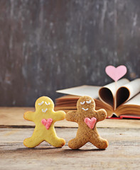 Valentine cookies gingerbread man with heart