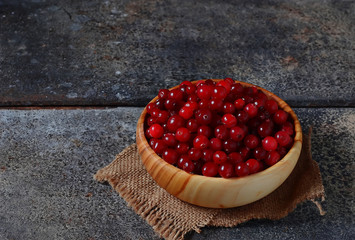 Fresh ripe cranberry on dark rustic background