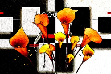 Foto op Canvas Abstract flower oil painting © maxtor777