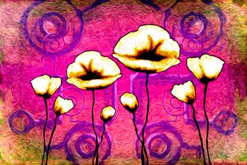 Foto op Plexiglas Abstracte bloem olieverfschilderij © maxtor777