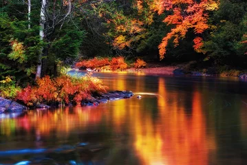 Photo sur Plexiglas Automne Reflet de ruisseau coloré