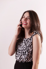 Pretty woman portrait with mobile