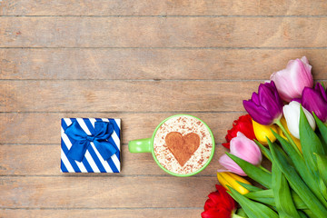 Cappuccino and gift box