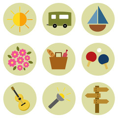 Set of picnic symbols and icons vector