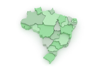 Three-dimensional map of Brazil.