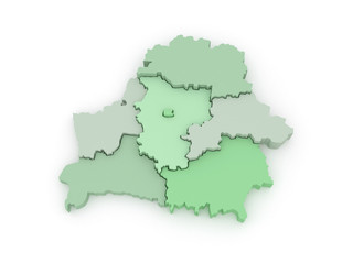 Fototapeta premium Three-dimensional map of Belarus.