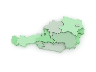 Obraz premium Three-dimensional map of Austria.