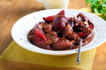 Pork stew with plums