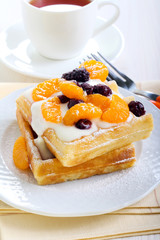 Waffles with yogurt