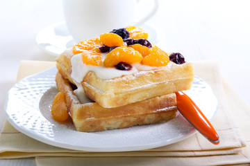 Waffles with yogurt