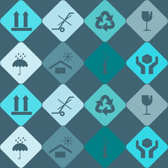 Seamless background with packaging symbols