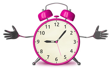 Welcoming pink alarm clock