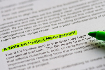 Obraz premium a note on project management