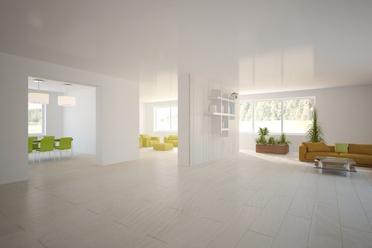 white 3d interior design
