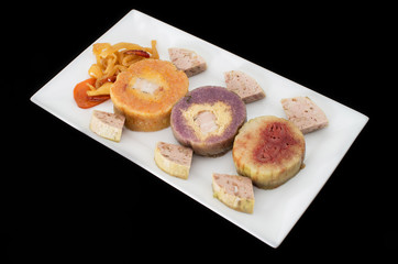 Vietnamese assorted conical sticky rice cakes stuffed banana and