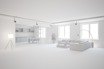 grey interior concept-3d rendering