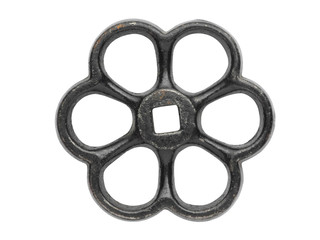 old black hand wheel on white