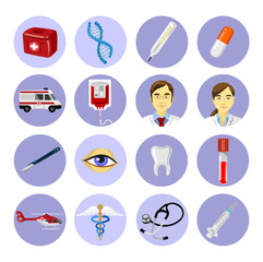Medicine vector flat icons set