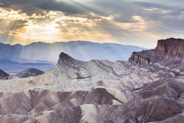 Zabriskie point during sunset in Death Valley National Park