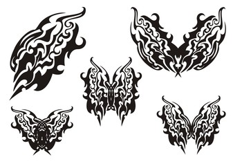 Tribal black butterflies