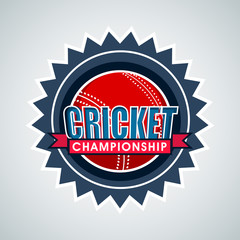 Badge, sticker or label with red ball for Cricket Championship.