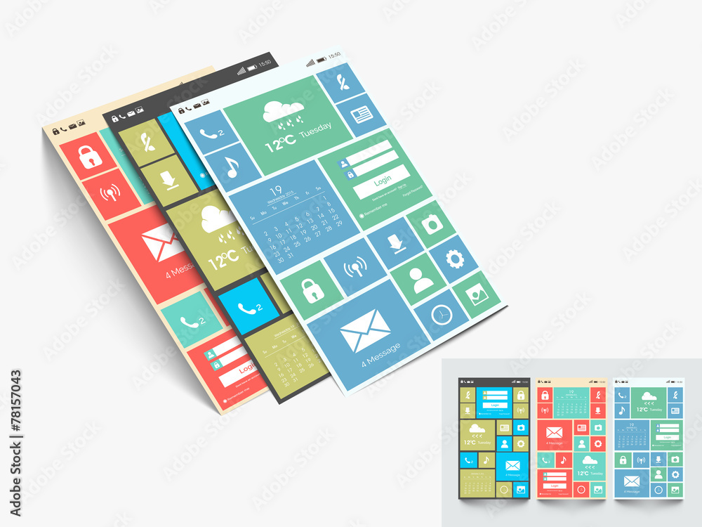Poster web user interface layout with different features.