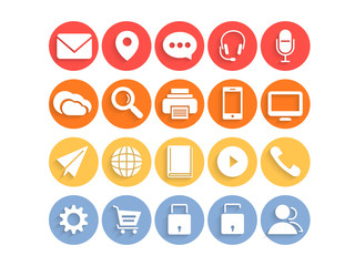 Web mail and networking icons.