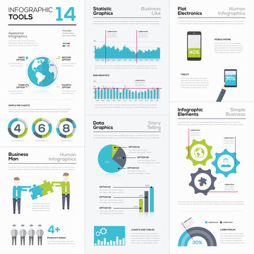 Set of infographic elements and business graphics tools