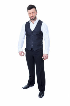 Bar Bouncer Arm Cross Over A White Background Studio