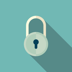 lock icon with long shadow. flat style vector illustration