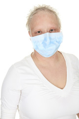 A chemotherapy woman wearing a medical mask.