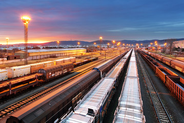 Naklejka na ściany i meble Train freight - Cargo railroad industry
