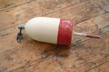 Red and White Lobster float on an old lobster shack wood plank f