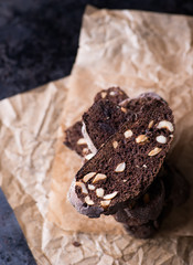 Dark chocolate biscotti with nuts