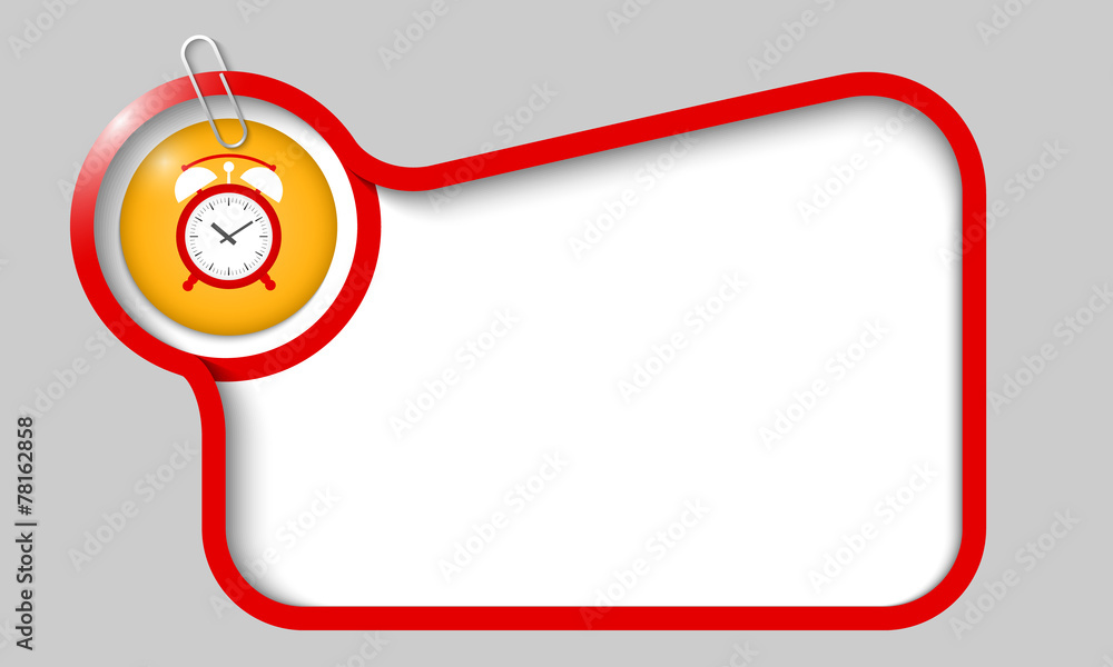 Poster vector text box for any text with alarm clock and paper clip