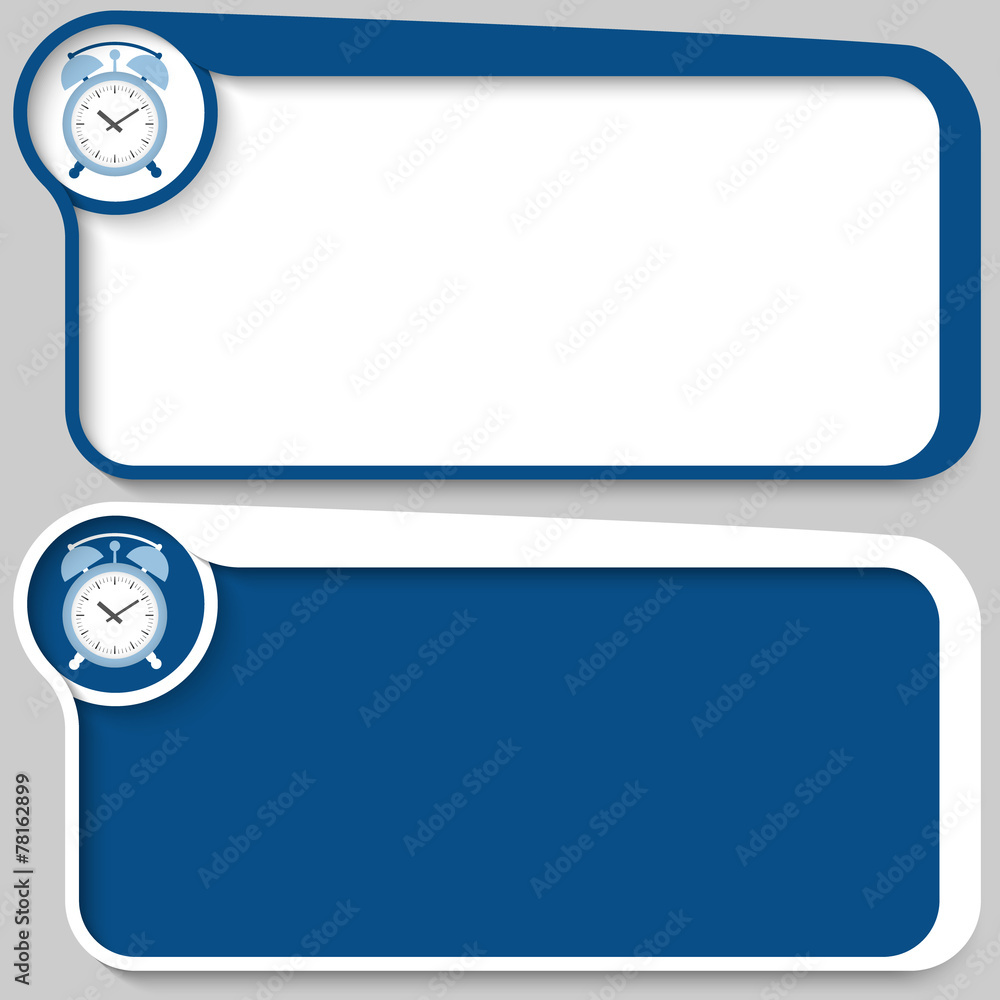 Poster set of two vector text box and alarm clock