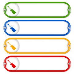 Obraz premium four frames for entering text with screws and screwdriwer