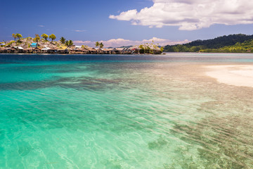 Fototapeta premium Sea gypsies village on blue lagoon
