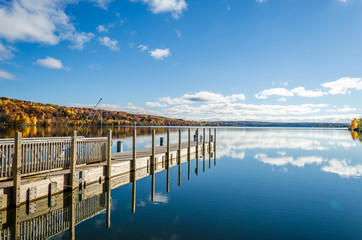 Beautiful fall view at river bank